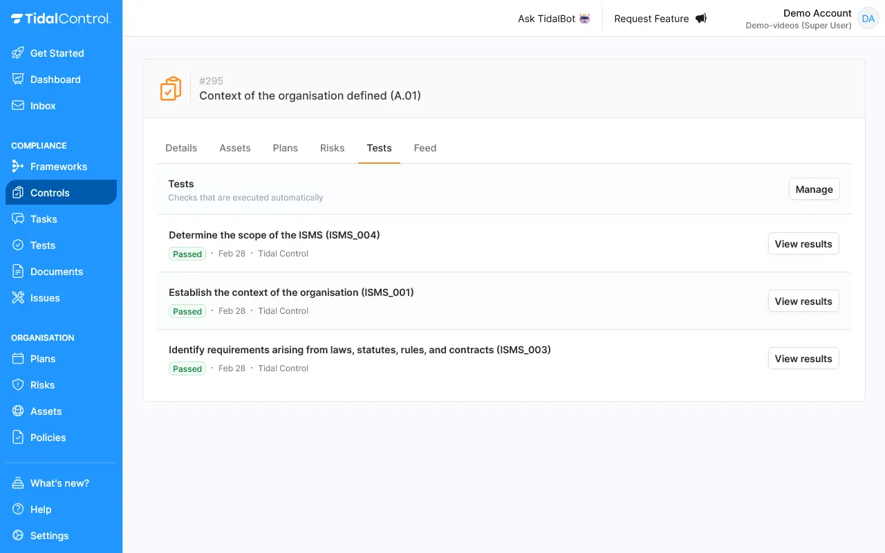 Frameworks settings tests